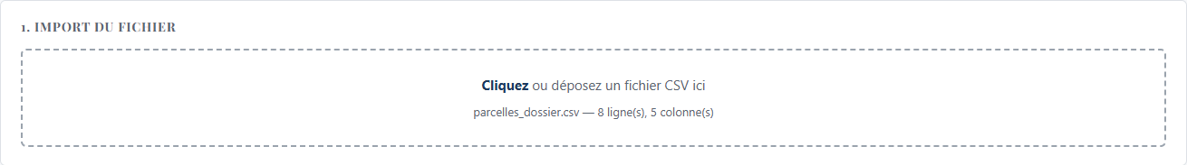 Fichier chargé : 8 lignes, 5 colonnes