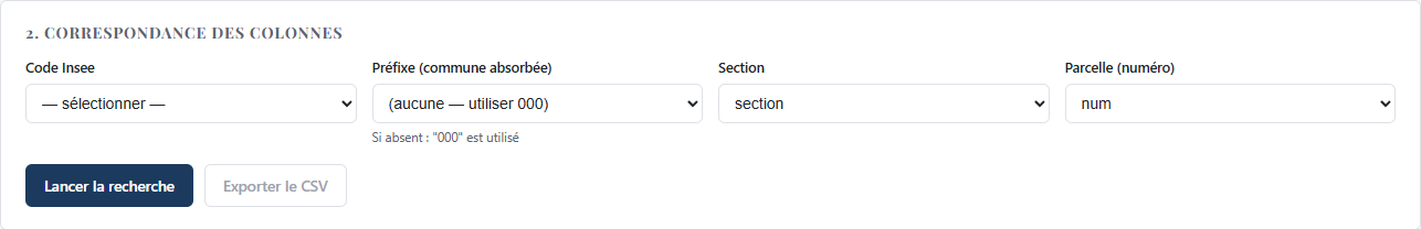 Liste Code Insee restée sur « — sélectionner — »