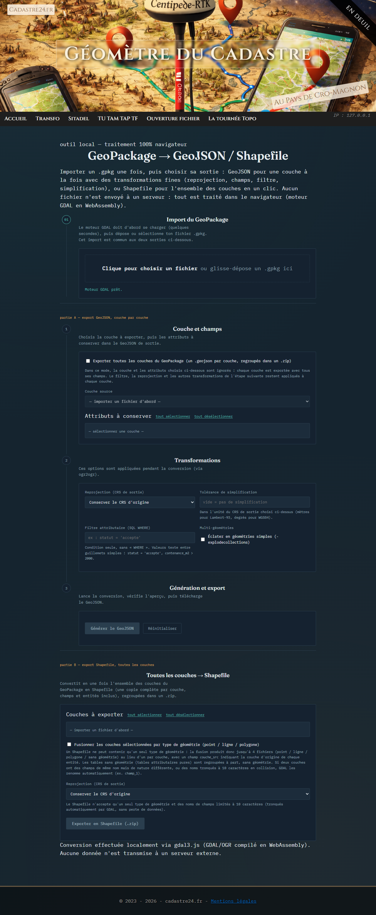 Page complète, avant import