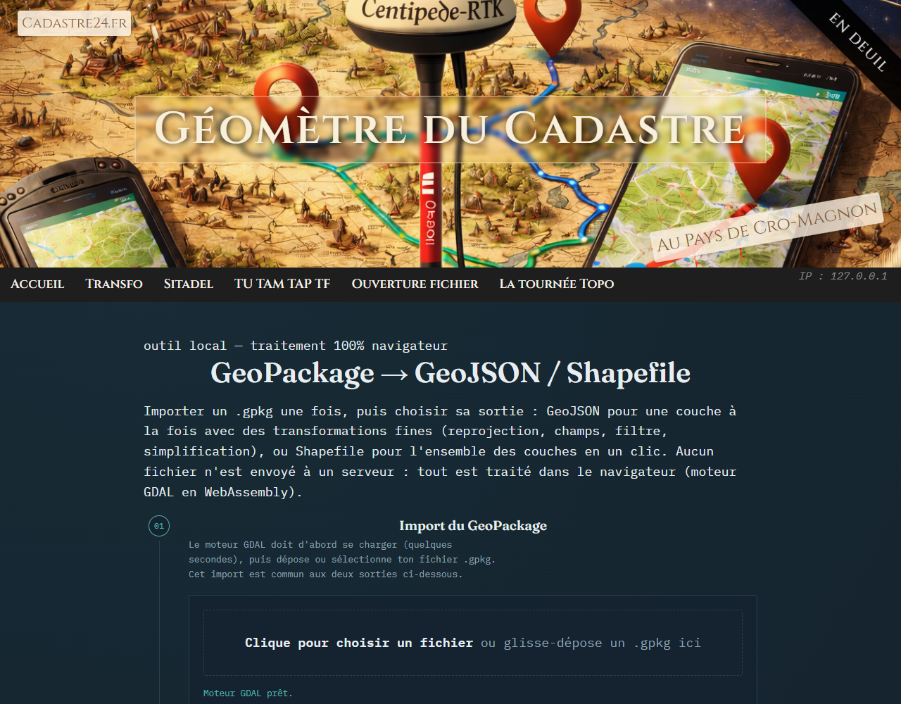 Vue générale de la page