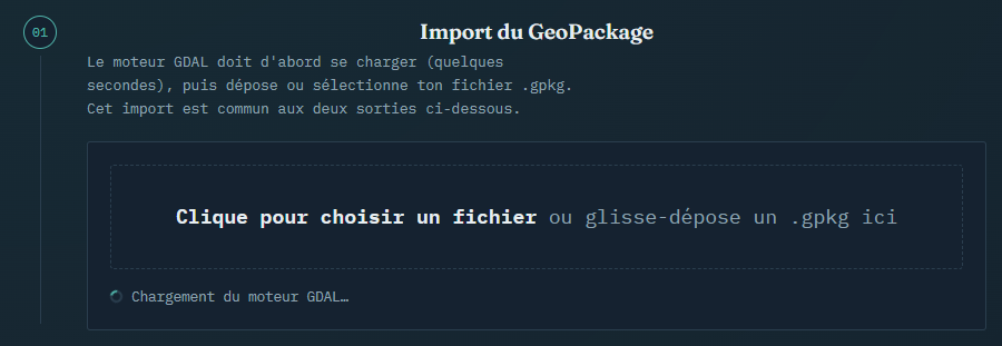 Moteur GDAL en cours de chargement
